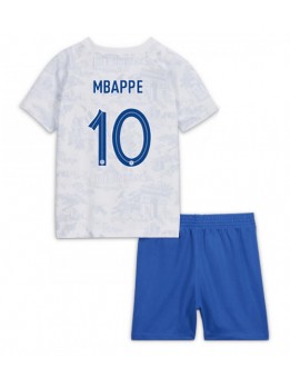 Frankrike Kylian Mbappe #10 Replika Borta Kläder Barn VM 2022 Kortärmad (+ byxor)